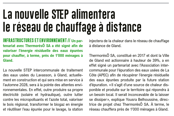 La nouvelle STEP alimentera le réseau de chauffage à distance